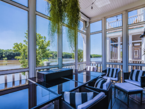 Florida Room with hanging plant