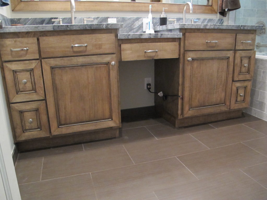 antique cabinets in master bath remodel