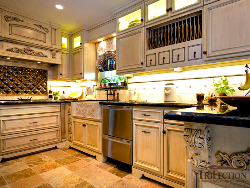 French country style kitchen after