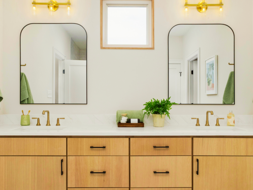 Double vanity in Houston, TX bathroom