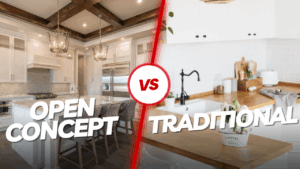 open concept vs traditional kitchen side by side